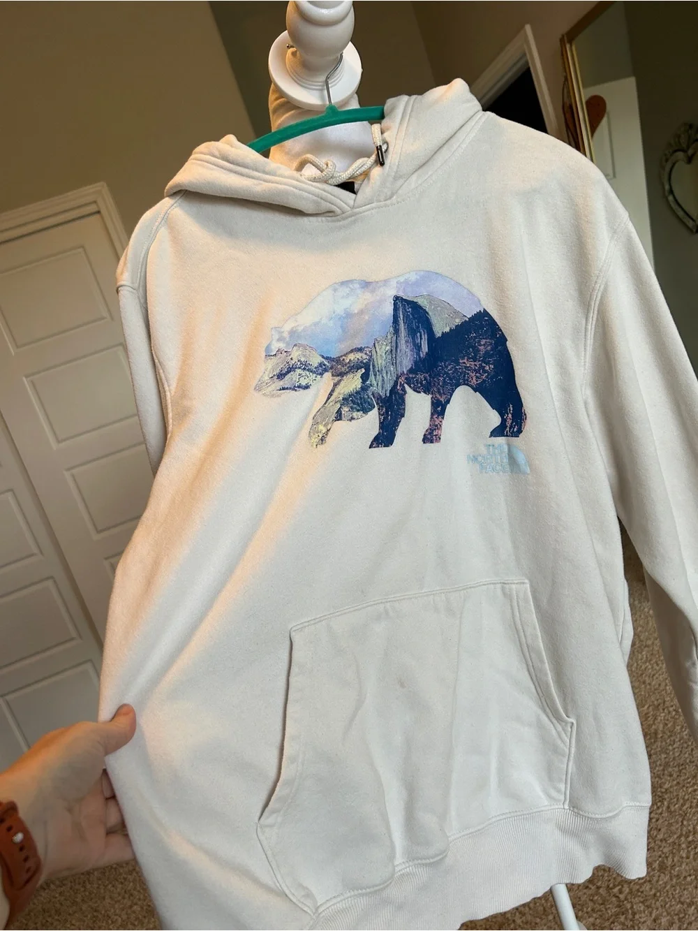 The North Face Men’s Cream Bear Yosemite Landscape Graphic Hoodie Pullover Large